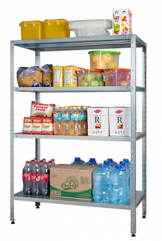 Стеллаж СтПЛ 500*400*1800 4 полки сплош. нерж. 0,8мм, стойки уголок оцинк.-1