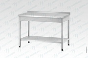 Стол производственный СПРп - 1800*600*860 "Profi Inox" борт, (полка сплошная)