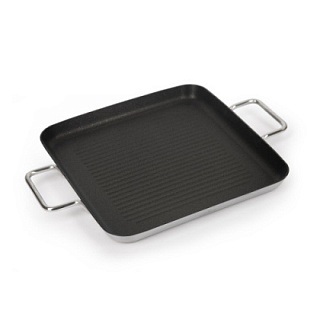 Сковорода-гриль квадратная 280х280 нерж. антиприг. покрытие с двумя ручками, ИНДУКЦИЯ, LUXSTAHL-1