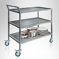 Тележка сервировочная ТС 800*500*850/950, 3 поддона, каркас труба нерж. 25*25, колеса Ø 75мм