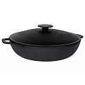 Сковорода d=30 см. h=6 см. 3,8 л. чугун с крышкой с 2 ручками /1/2/