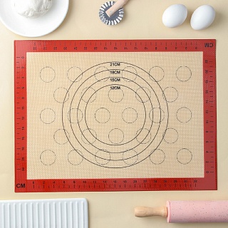 Коврик для выпечки и раскатки теста с разметкой «Пекарь», армированный, двусторонний, силикон, 30×40 см, бежевый															-1