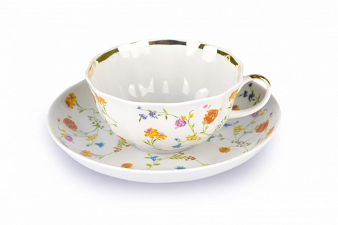 Чашка чайная с блюдцем 220 мл Тюльпан Полевой мак эконом-1