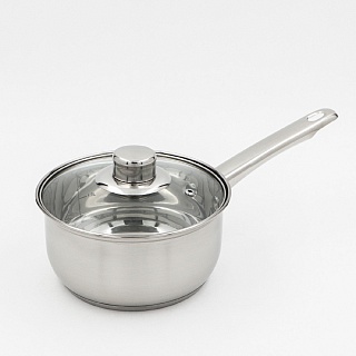 Ковш нерж.1,5л. d=16 см.,с крышкой, с металл. ручкой, индукц (Гретта)-1