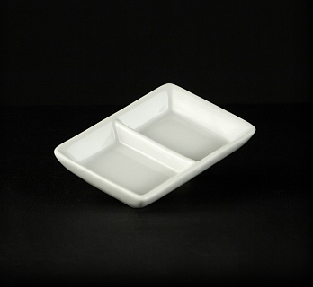 БЛЮДЦЕ мелкое прямоугольное для соуса двойное 4'' 100мм[FP-12198]-1