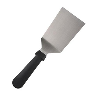 Лопатка 28 см. изогнутая раб.часть 11,5*9 см. нерж. широкая с пластик. ручкой, черная MGsteel /1/96/-1