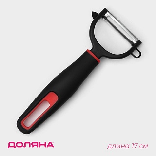 Овощечистка Доляна Digma, 17 см, нержавеющая сталь, чёрная, красная															-1