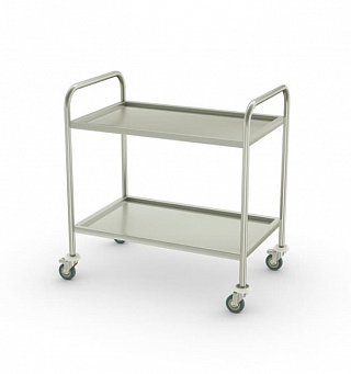Тележка сервировочная ТС 800*500*850/950, 2 поддона, каркас-труба нерж. 25*25, колеса Ø 75мм-1