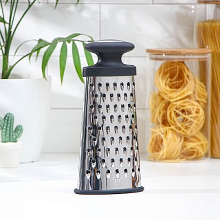 Тёрка овальная Доляна «Профи», 24×12×6 см, прорезиненная, цвет ручки чёрный															-1