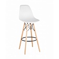 Стул Eames барный с жестким сиденьем (деревянный каркас) (Каркас - светлое дерево, сиденье - белый) 