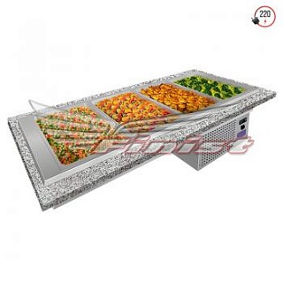 Ванна холодильная встраиваемая STATIC gastro ВХВ-3 1095*650*615 нерж.сталь, 3 GN1/1х150, разделители для гастроемкостей,агрегатная часть оцинк.сталь.-1