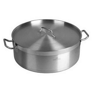 Котел 35 л. нерж. d=50 см. h=18 см. низкий, тройное дно с крышк. (индукция) MGsteel /1/-1