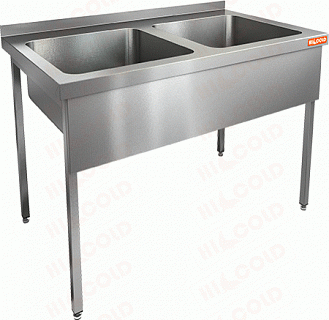 Ванна моечная цельнотянутая двухсекционная HICOLD НСО2М-10/6Б-1