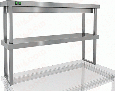 Полка тепловая настольная ПТн-2 1400*200*500, 2-х ярусная, каркас сварной труба нерж. 25х25 -1