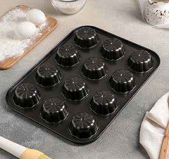 Форма для выпечки Доляна «Неженка», 35×26,5×2,3 см, 12 ячеек, антипригарное покрытие-1