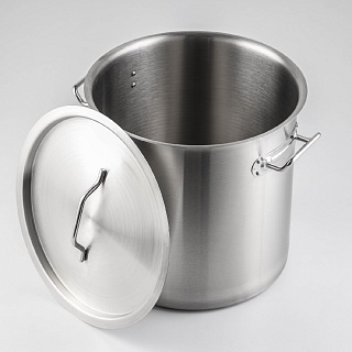 Кастрюля 21 л, нерж. 0,8 мм, 201 сталь, мет. крышка, с теплораспред. слоем, индукция, Hanna Knövell HoReCa-1