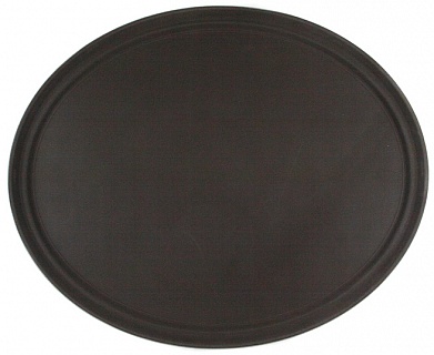 Поднос прорезиненный овальный 680х45 мм коричневый -1