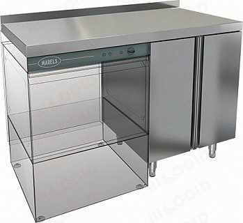 Стол закрытый под посудомоечную машину с полкой, с бортом HICOLD НБМСЗКП-12/7БЛ-1