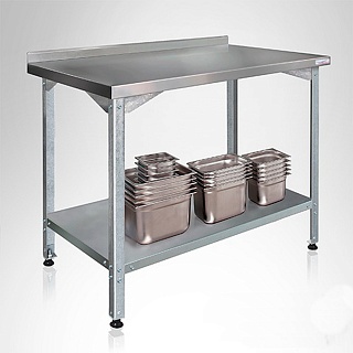 Стол СПН 1200*700*850 борт, полка сплошная нерж., каркас угол.нерж.-1