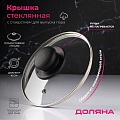 Крышка Доляна d=16 см. нержавеющий обод, пластиковая ручка, стекло, прозрачная