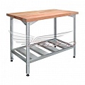 Стол кондитерский СКБ 1200*800*860 борт, полка сплошная нерж, столешница бук 40мм