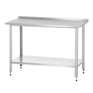 Стол производственный СПРн - 1000*600*860 "Norma Inox", борт, сбор отходов (полка-обвязка разборная; ножка угловая)-1