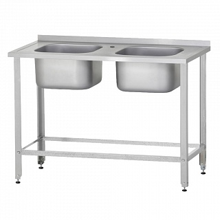 Ванна моечная ВМЦб 1000*700 "Base", 2 м/о 400*500*250, борт, отв. д/смесит.-1