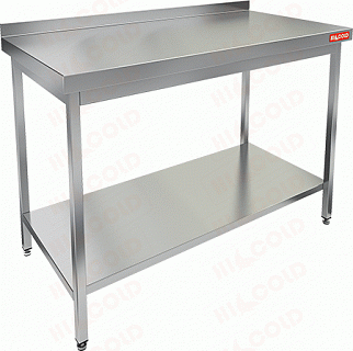 Стол производственный пристенный с бортом и полкой HICOLD НСО-15/7БП-1