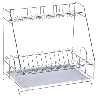 Сушилка для посуды с поддоном 2-х ярусная, 24×40×38 см, хром-1