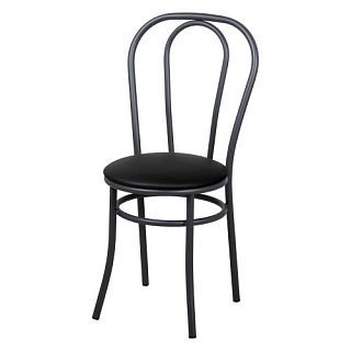 Стул "Венский" спинка 2 дуги, каркас Черный, к/з (черный/с), СРП-070-1