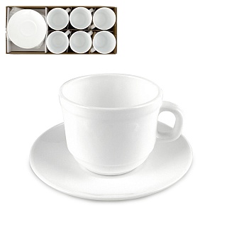 Набор чайный на 6 персон / 12 предметов: кружка 250 мл + блюдце d=15,2 см, белье 1/8-1