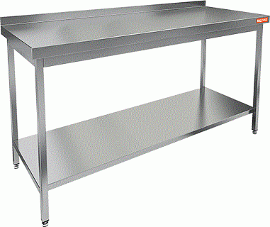 Стол производственный пристенный с бортом и полкой HICOLD НСО-14/6БП-1