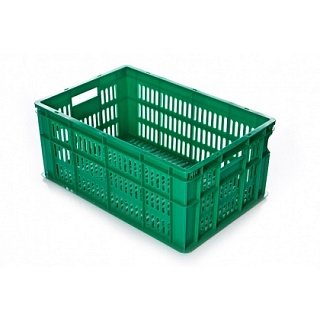 Ящик 600х400х250 мм перфорированные бока и дно, колбасный, ПЭНД [ЯК-253]-1