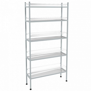 Стеллаж для тарелок и стаканов ЭКОНОМ СКТСК-32КЭ 5-ти полочный (сетки хром., каркас окраш.), 895х270х1790(1810) мм.-1