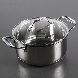 Кастрюля «Гретта», 3,2 л, d=20 см, капсульное дно, стеклянная крышка, индукция-2