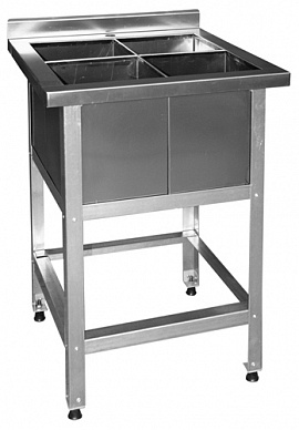 Ванна для обработки яиц ВМНя-4 630*630*870 без борта, без отверстия, сифон 4 шт -1