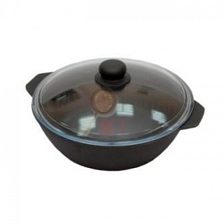 Сковорода чугунная 280/60-02-КТС со стеклянной крышкой-1