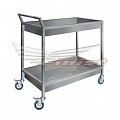 Тележка для сбора посуды ТСП 800*500*850/950 разборная, 2 поддона, каркас-труба нерж., колеса Ø 100мм, без защитных бамперов