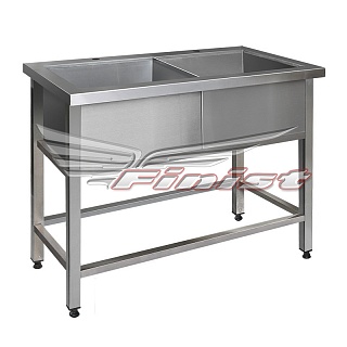 Ванна ВМП-2 1000*500*850 св.мойка, борт, отв. д/смес.на кажд. мойку, локт. смес.на кажд., сифон с разр. струи-1