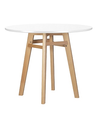 Стол обеденный DOBRIN ALBERT'90 белая столешница, основание светлый бук-1