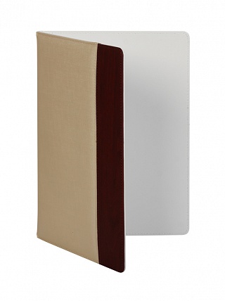 Папка для меню белая с тиснением и красной вставкой [HY011]-1