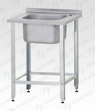 Ванна моечная ВМЦб 600*600 "Base", м/о 400*400*250, борт, отв. д/смесит.-1