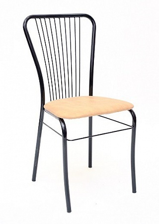 Стул №9 Нерон (хром  сильвер\бежевый  кожзам) -1