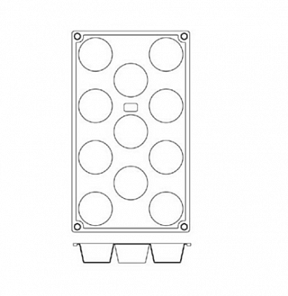 Форма кондитерская «Круг» мини-маффин[11ячеек}; силикон; D=50, H=28, L=295, B=175мм; кирпичн.-1