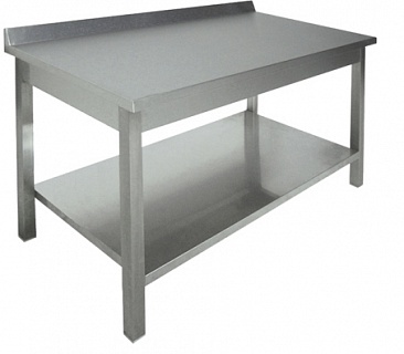 Стол СПП 800*700*850 борт, полка сплошная нерж., каркас сварной труба нерж.-1