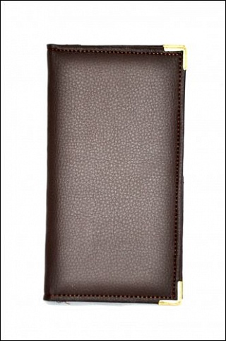 Папка для счетов 22*11см квинель-шелк корич.-1