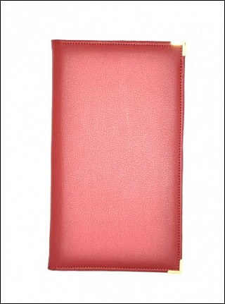 Папка для счетов 22*11см кожа-шелк бордо-1
