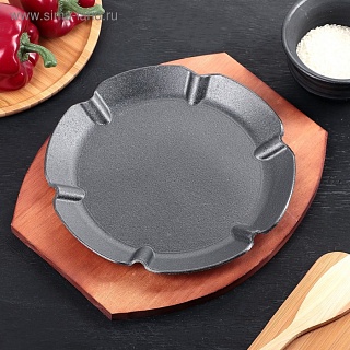 Сковорода 23 см "Круг. Цветок", на деревянной подставке-2