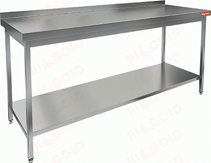 Стол производственный пристенный с бортом и полкой HICOLD НСО-16/6БП-1-1