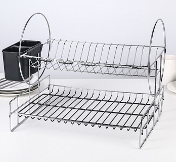 Сушилка для посуды, 2 яруса 39х30х32,5, цвет черный-1